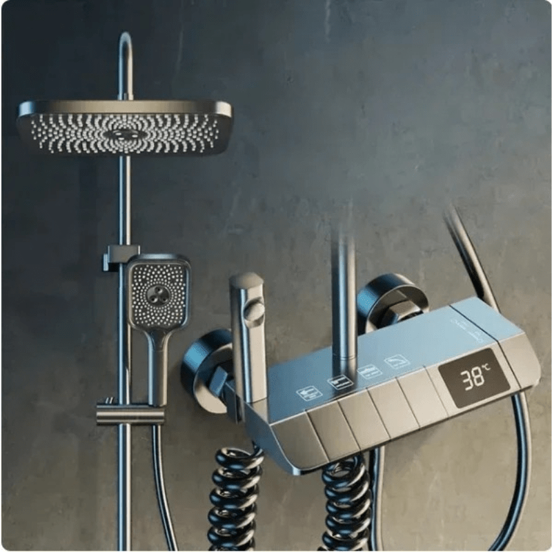 Robinet Salle de Bain - Colonne de Douche avec Jets Multifonctions Gris