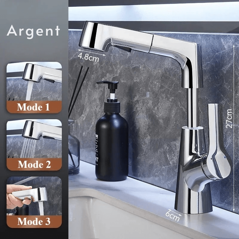 Robinet Salle de Bain - FlexiMotion Argent