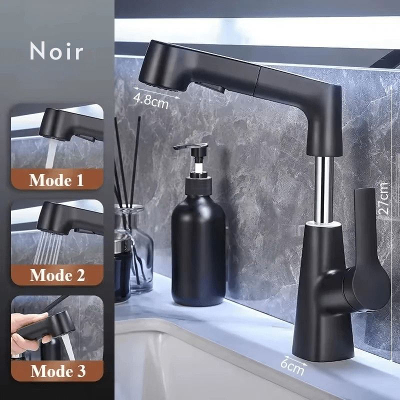 Robinet Salle de Bain - FlexiMotion Noir